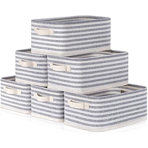 PFFVRP Small Storage Basket 6-Pack, Fabric Storage Bins for Closet, Storage Baskets for Shelves Organizing, Folable Baskets for organizing Clothes, Toys, Books, Gifts (Grey) Cover