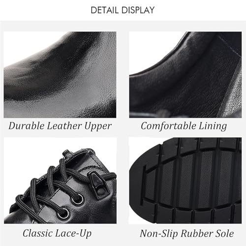 Men's Leather Platform Lace-up Oxford Shoes Comfortable Round Toe Classic Business Dress Shoes Casual Non-Slip Soft Work Shoes3