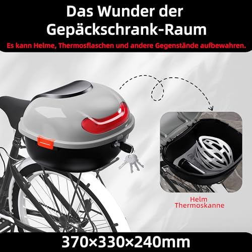 Mihoho Fahrradkoffer für alle Gepäckträger, abschließbare wasserdichte Fahrradbox | Helmkoffer | Gepäckträger Koffer | Helmbox | Fahrradgepäckträger Box (Grau)