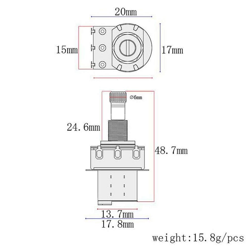RuiJOTWAT 3x A500K Push Pull Guitar Control Tone/Volume Pot Potentiometer for Gibson Les Paul - Image 3