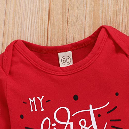 Pasgeboren Meisje Jongen Mijn Eerste Kerst Outfit Set Bodysuit Broek Hoed Baby Baby Kerst Kleding Set - Afbeelding 5