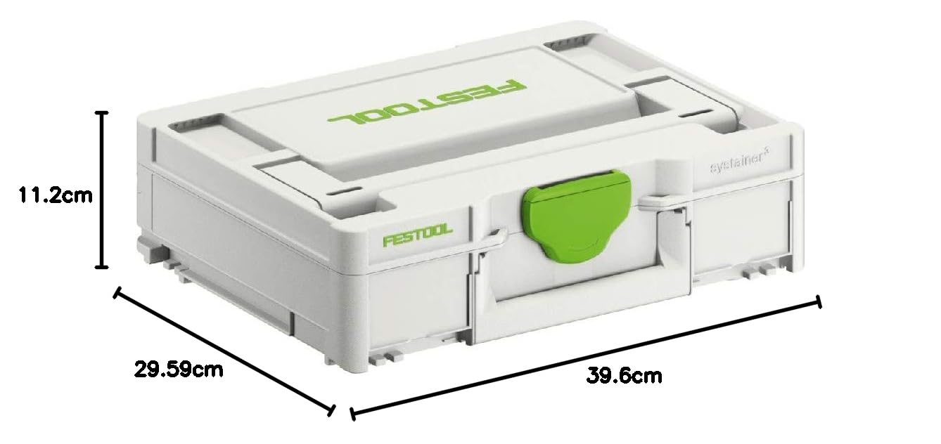 Festool Systainer³ SYS3 M 112 Werkzeugkoffer - Leerbox mit 7,7 l Volumen | Stapelbare Transportbox kompatibel mit T-Loc und Transportsystemen - inkl. Fronttragegriff und Deckel Etikettenfeld