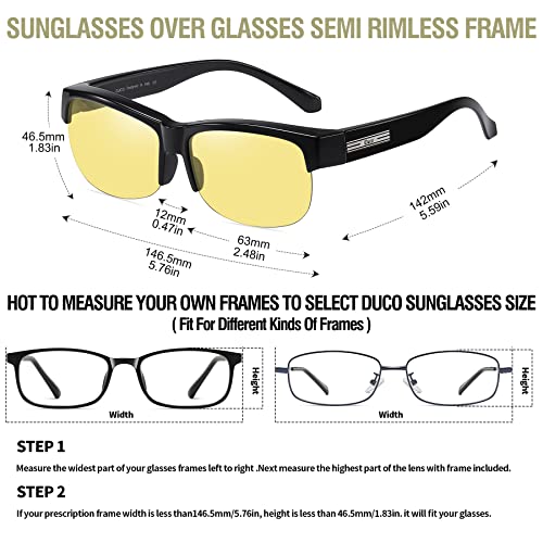 DUCO Night Vision Driving Glasses Fit Over Glasses for Men and Women Anti Glare Polarized Yellow Nighttime Lens4