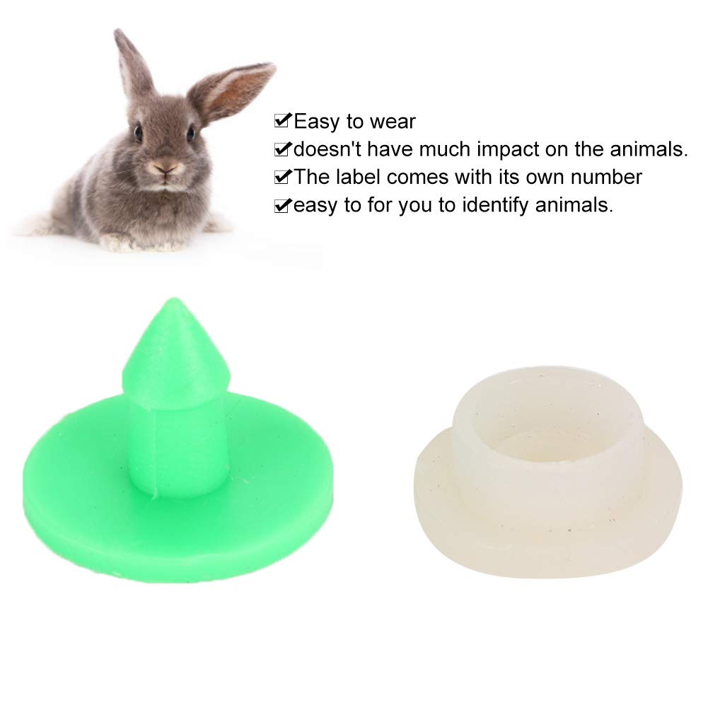 Marchio auricolare, 100 pezzi marchi auricolari in plastica per piccoli animali Uso di bestiame Marchio auricolare anti-spargimento per coniglio maiale(verde)