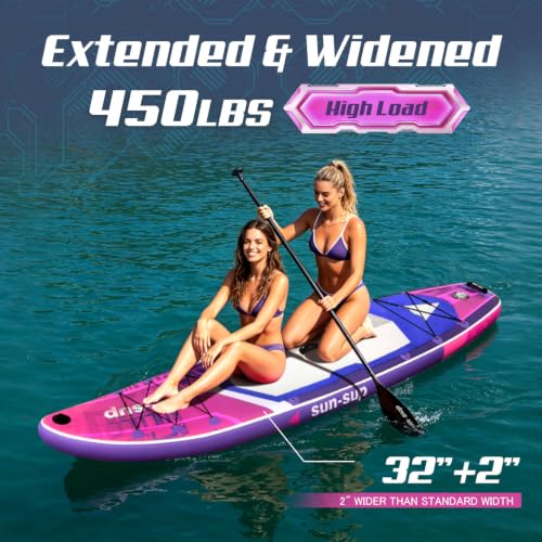 Image of Inflatable Stand Up Paddle Board Extra Wide SUP Board with Removable Fin with Premium SUP Paddle Board Accessories, Wide Stable Design, Non-Slip Comfort Deck for Youth & Adults