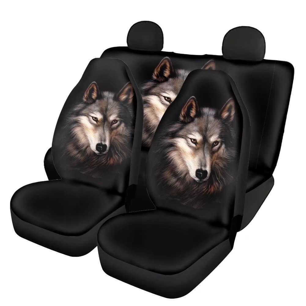 HUGS IDEA Auto Sitzbezug 3D Wolf Design - Universal Für PKW & SUV