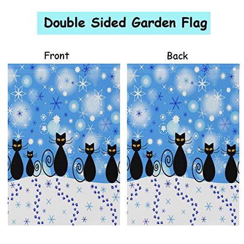 Wihve Winter Holiday Decor Garden Flag Christmas Black Cat Snowflake Vertical Double Sided Yard Flag Polyester Garden Flag House Banner For Wedding Party Indoor Outdoor Decoration 12 X 18 Inches #TOP1