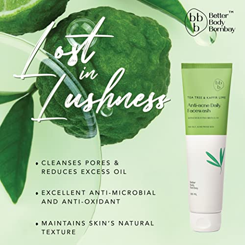 Image of Tea Tree & Kaffir Lime | Daily Facewash for Acne Prone 100 ml | Anti Acne Face Cleanser | Oily Skin and Pimple | Acne Free Skin (Pack of 2, 100ml each)