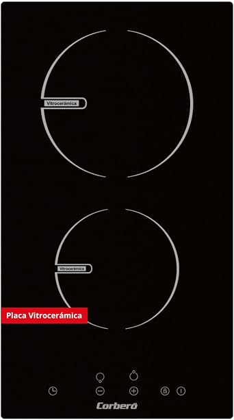 Corberó – Induction Plate 2 Zones | CCIG205D | 29 cm | Power 3680W | Touch Control | 9 Power Levels | Booster | Timer | Safety Lock | Automatic Disconnect | Black Glass