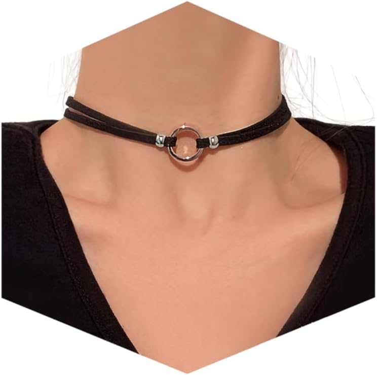 Black Necklaces for Women, Adjustable Layered Velvet Leather Lace Collar Necklace, Goth Jewelry Gifts.