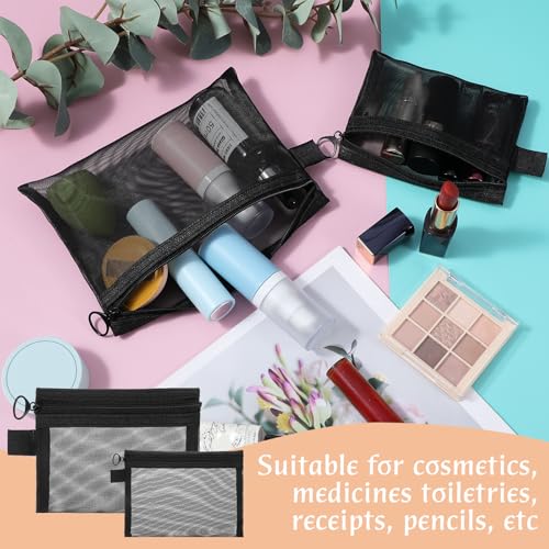 4 Pack Small Cosmetic Bag for Purse,Small Mesh Bags,Mini Zipper Pouch,Balck Mesh Makeup Bag,Travel Pouches for Daily Toiletries Office Supplies & Cosmetics Accessories Organizer(2 Sizes)2