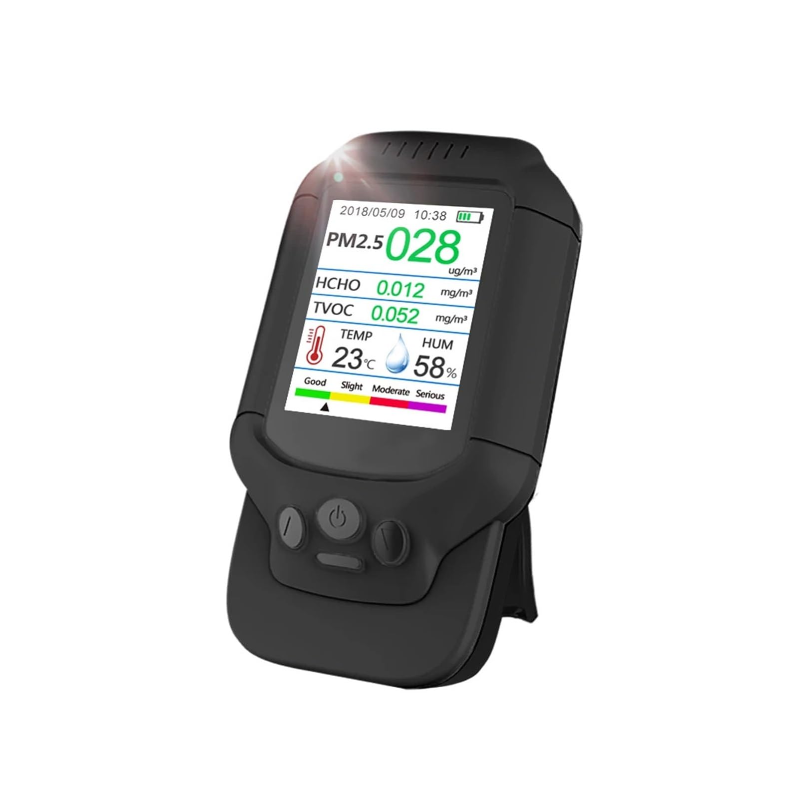 Slzjwlppa Black 8 In 1 Handheld Pm2.5 Detector Air Monitor Formaldehyde (Hcho) Gas Analyzer Temperature And Humidity Quick Detection(Black)