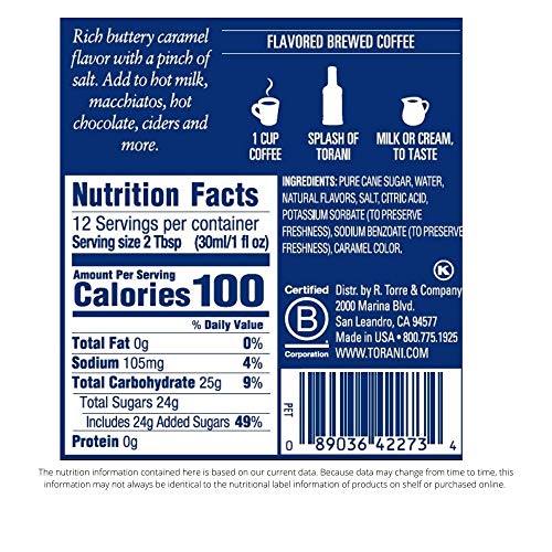 Image of Torani Syrup, Salted Caramel, 12.7 Oz, 4Count