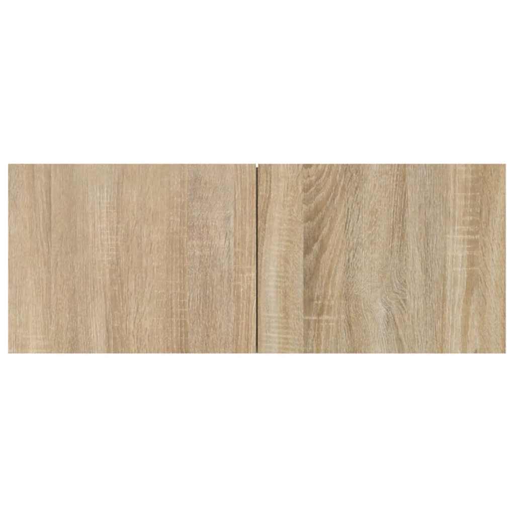 Set 2 Mobili TV Sospesi Rovere Sonoma 80x30x30 cm | Mensole sospese per soggiorno e camera da letto, dotate di ante a ribalta per organizzare decoder e accessori.
