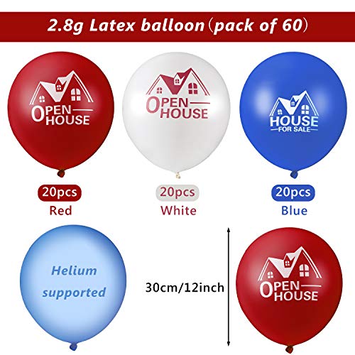 Gejoy 60 Pieces Open House Balloons for Sale 12 Inches Latex Balloons for Real Estate Supplies Signs for Open House Yard Sign - Image 4