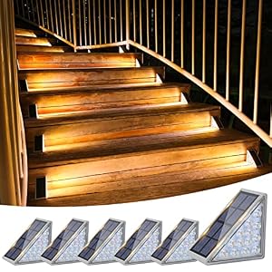 VOLISUN Solar Stair Lights 6 Pack, Solar Step Lights Outdoor Waterproof