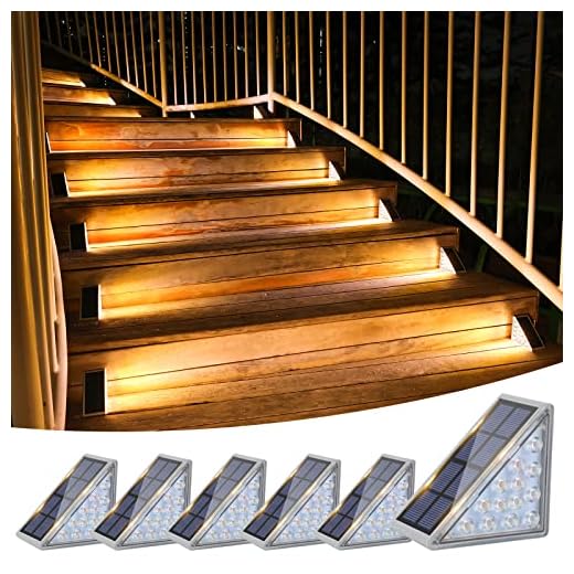 VOLISUN Solar Stair Lights 6 Pack, Solar Step Lights Outdoor Waterproof IP67, LED Outdoor Step Light,Outdoor Light Decor for Garden Stair, Deck, Front Step, Front Porch, and Patio（3000K）