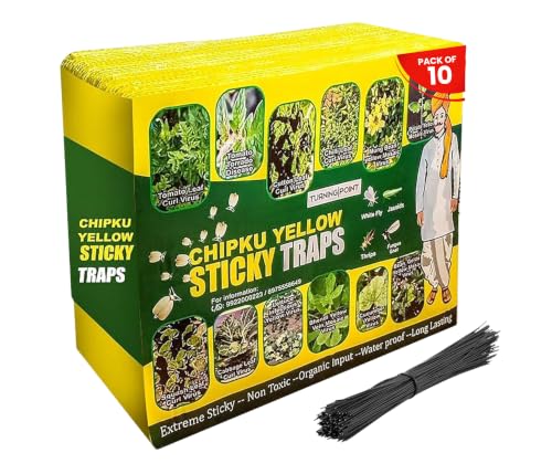 Image of Chipku A5 Yellow Sticky Trap for Insects Pack of 10 Sheets| for Garden & Agriculture to Control Whiteflies, Aphids, Thrips, Jassids| Fly Catcher Insect Catcher Glue Trap for 100% Results