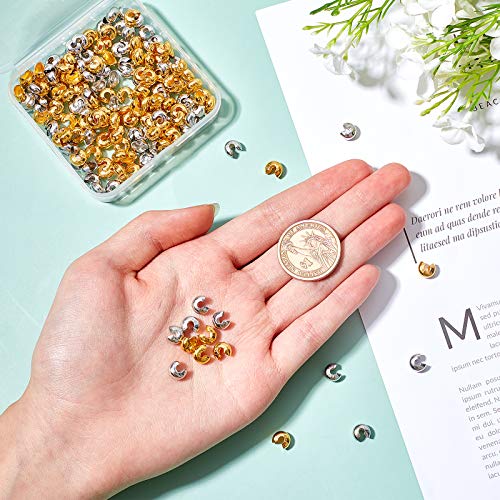 arricraft 200 Pcs Brass Crimp Beads Covers, 2 Colours 6mm Round Beads Covers for DIY Jewellery Making Hole:1mm - Image 3