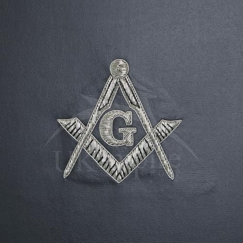 Image of Masonic Master Mason Apron Case Black Imitation Leather - Hand Embroidered (Silver Emblem), MM Provincial Size | Freemason Carrying Bags