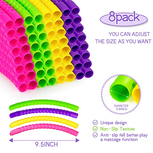 Exercise Hoops for Kids, 8 Pack Detachable & Size Adjustable Toy Color Hoop Rings for Outdoor Gymnastic Dog Agility Equipment Sports Party Games