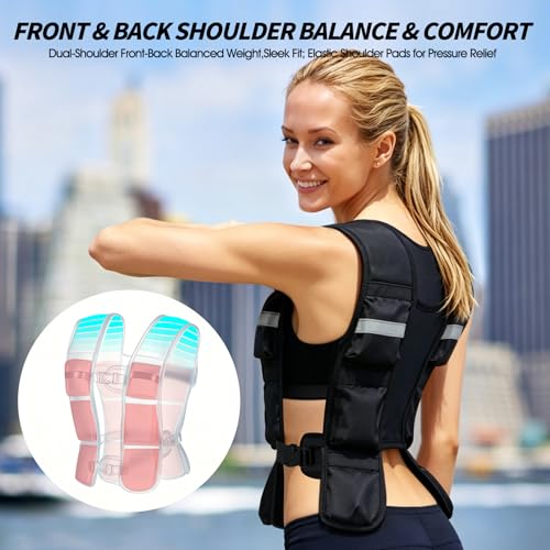 Image of Adjustable Washable Weighted Vest for Women Men, Flexible Cushioning & 4-Layer Breathable Fabric, V-Neck for Walking, Running & Strength Training