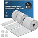 shinfly Furniture Pads Floor Protectors 3x1M, Felt Pads For Furniture Feet Chair Leg, Chair Pads Self-Adhesive, Anti-scratches and Reduce Noise - Light Grey