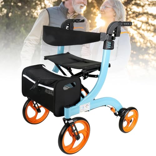 Rollator Walker krzesło transportowe dla seniorów, lekka aluminiowa pomoc w poruszaniu się, składana konstrukcja, regulowany uchwyt,