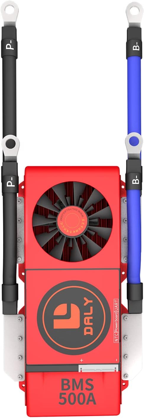 DALY Smart BMS Li-ion 48V 13S 500A with UART Communication, Resetting Bluetooth Module,Common Port for Rated 3.7V Lithium Power Charge and Discahrge Protection(Smart BMS+RS485+CAN,500A Fan)