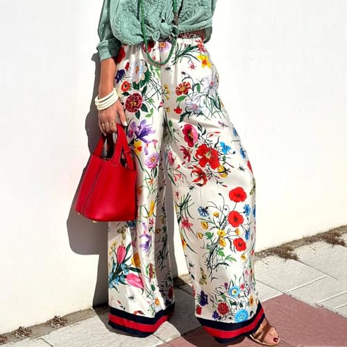 LILTWIST Summer Graffiti Pants Sets for Women Boho Printed 2 Piece Wide Leg Pajama Set Button down Shirts Matching Beach Set3