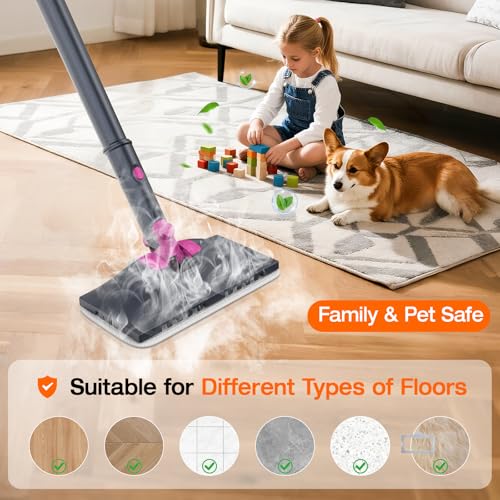 Image of 10-in-1 Steam Cleaner, Steam Mop with Detachable Handheld Steamer, 320ml Water Tank, 10s Fast Heating, Portable Steamer for Cleaning Floor, Tiles, Kitchen, Window, BBQ Grill, Car, Gray