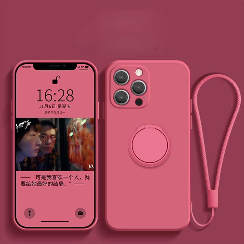 Custodia In Silicone Per IPhone 14 Con Supporto Ad Anello Girevole, Ultra Sottile E Antigraffio, Colore Rosso - 5