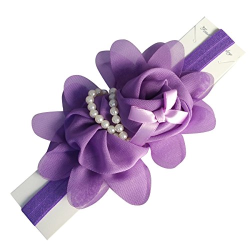 HAPPY CHERRY 1 Pc Baby Girls Pearl Flower Headband Hairband Accessories - Purple - Newborn-2 Years