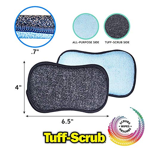 The Original Tuff-Scrub Microfiber Multi-Surface Scrub And Wipe Sponges, Dual-Sided For Scouring And Easy Household Cleaning, Machine Washable (Pack - 12) #TOP3