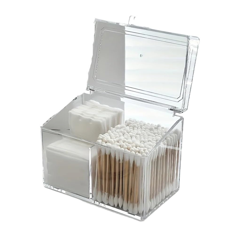 Lianxibag Clear 2Pcs Swab Storage Box Holder Dispenser Cotton Swab/Pad/Ball Container Acrylic Tissue