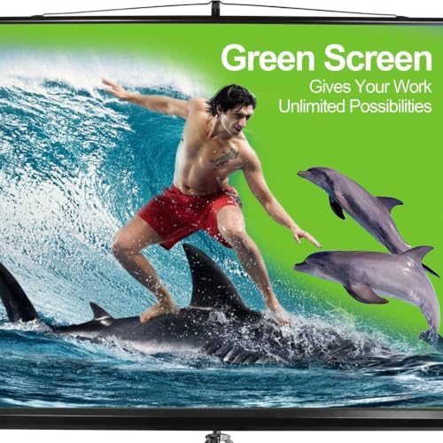 EMART 79 x 71in Green Screen Stand, Professional Chromakey Background with Auto-Locking Frame, Collapsible Portable Backdrop with Adjustable Tripod, Fast Fold Designed for Photography, Stream, Video