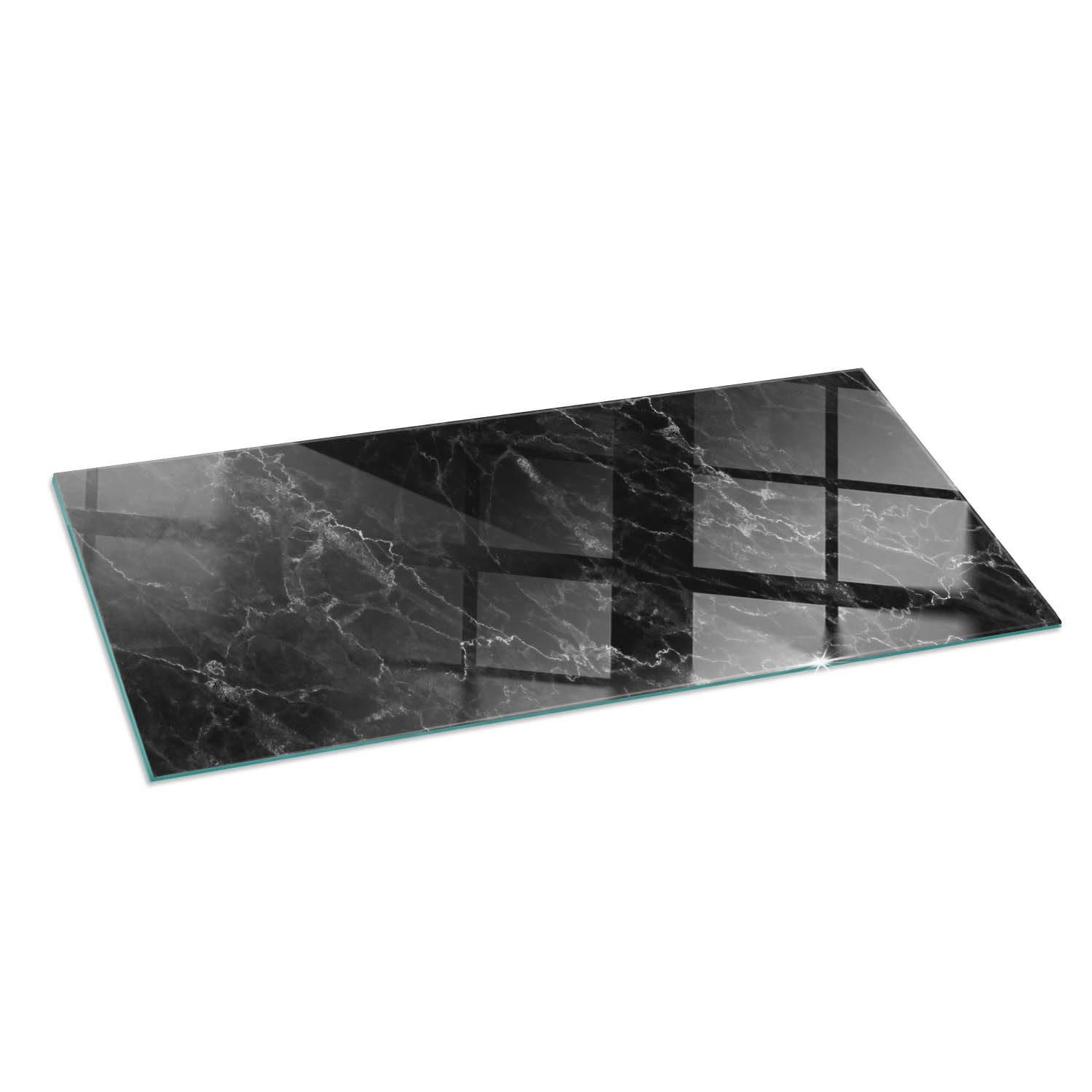 Kaminofen Glasplatte 125x50 cm Funken- und Kratzfest Rechteckig Bodenplatte Kaminglas für Kamin Funkenschutzplatte Gehärtetem Glas Ofenglas Kaminplatte - Elegantes Marmormuster
