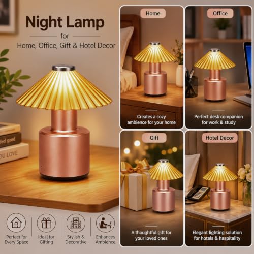Image of XERGY USB Rechargeable Modern Touch Control LED Table Lamp, Elegant Dome Design with Warm White Light, 2000mAh Battery, Dimmable, Decorative Desk Night Lamp for Home, Office, Gift & Hotel Decor