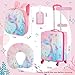 Sanwuta 4 Pcs Kids Luggage Set Backpack Travel Rolling Suitcase U-shape Pillow Christmas Children Gift for Girls Boys(17 Inch,Mermaid's Tail Style,Blue Purple)