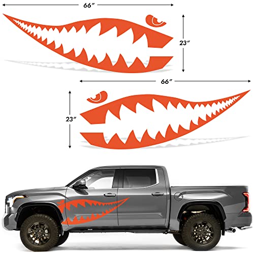 Factory Crafts WW2 Flying Tigers P-40 Warhawk Shark Teeth Universal Side Graphics Kit Vinyl Decal Wrap Compatible with Any Vehicle - Orange