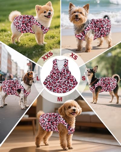 Image of CuteBone UPF50+ Dog Dresses for Small Dogs, Summer Sleeveless Deep V-Back Pet Dress with Big Bow, Breathable Swimwear Fabric, Cooling Stretchy Puppy Clothes for Outdoor Wedding Party Beach DV01M