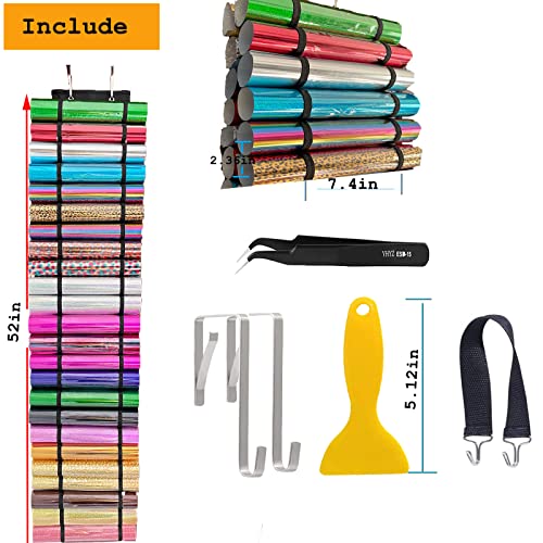 Image of 48 Compartments Vinyl Roll Storage, Vinyl Roll Holder Organizer, VinylStorage Rack Wall Mount /Over The Door for Craft Room Organizers and Storage Lengthened（Black）