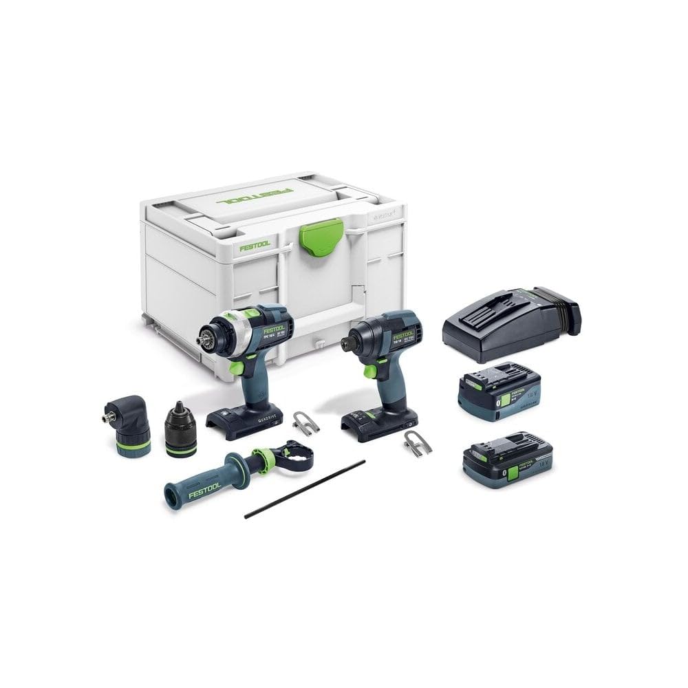 Festool Green Screwdriver And Drill Bit Set Tid 18 5,0/4,0-Set Tpc 18/4
