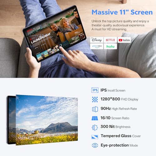 Image of 2025 Android 16 Tablet with Keyboard, 20GB+128GB 11 Inch Octa-Core 2-in-1 Tablets Dual Camera 8+13 MP, 5G /2.4G WiFi, 8800mAh, BT5.0, GMS Certified, with Mouse, Case, Stylus, (Gray)
