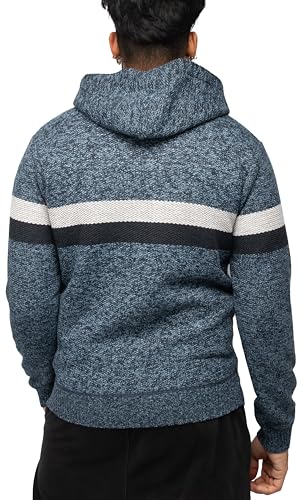 X RAY Mens Zip Up Fleece Lined Knit Cardigan Hooded Sweater, Full Zip Classic Fit Sweater with Stripes & Lining2