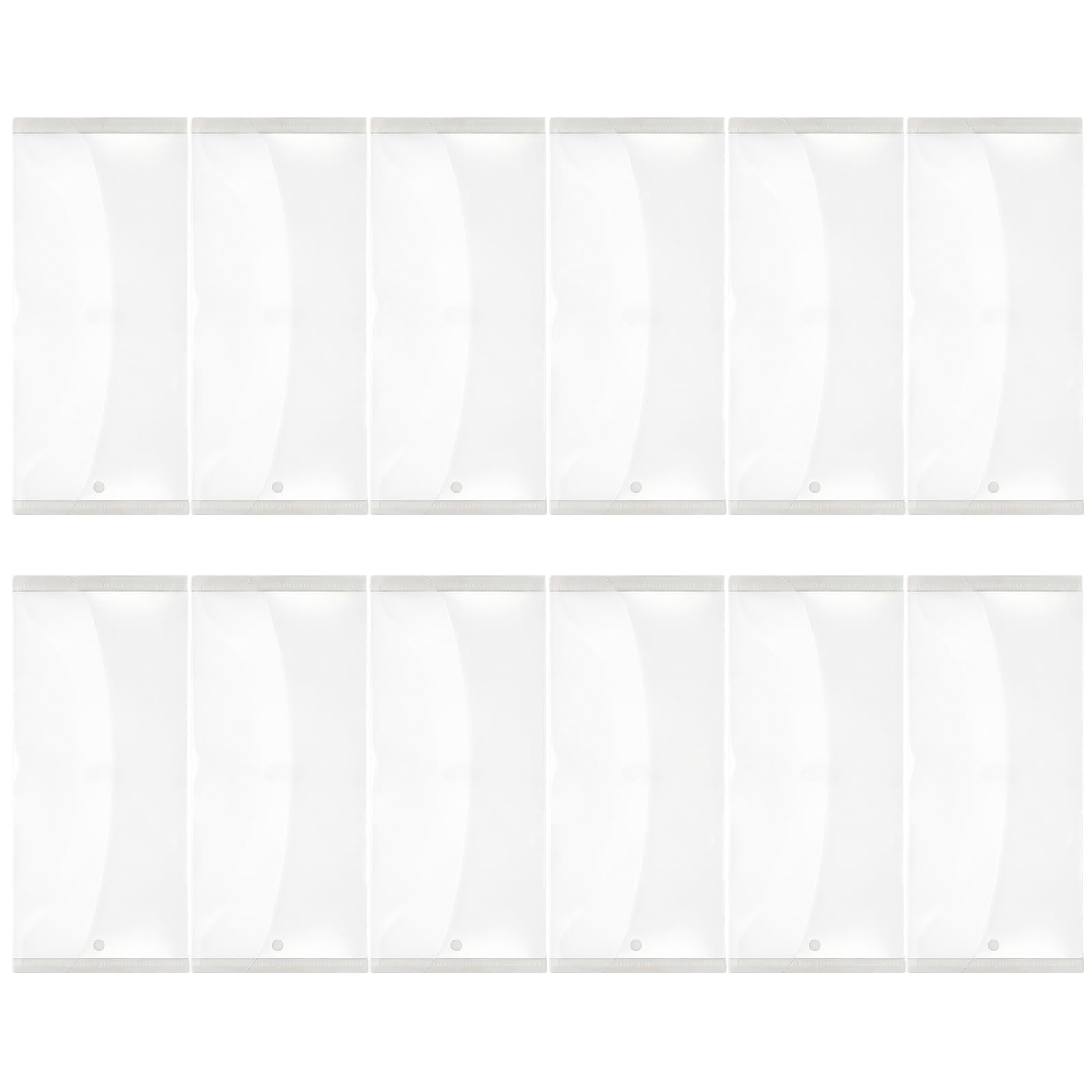 12pca Sturdy PP Sticker Container with Secure Closure Suitable for Home and Offices Use Sticker Collector Structure Multipurpose Clear PP Bags with Button Great for Stickers Jewelry and Objects