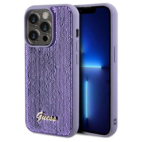 Guess GUHCP14XPSFDGSU Coque Rigide pour iPhone 14 Pro Max 6,7" Violet à Paillettes métalliques