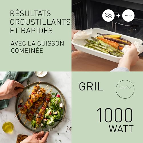 Panasonic NN-GM23QMEPG Four à Micro-Ondes Gril 20L avec Plateau en Verre et Grille Métallique, 800W, Grill 1000W, Décongélation, Réglage par Cadran, Quick 30, Minuterie, Argent – Image 6