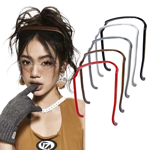 5 Pcs Square Invisible Hairbands Plastic Sunglasses Headband for Curly Thick Fashion Hair Accessories Curly Hair Fixing Tool for Women Men for Workout Yoga and Daily Use(Mixed Color)