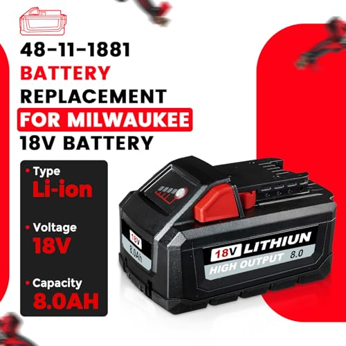 8P 8.0Ah Replacement for Milwaukee 18V Battery 48-11-1850 48-11-1840, Compatible with Milwaukee Battery 18V Cordless Power Tools